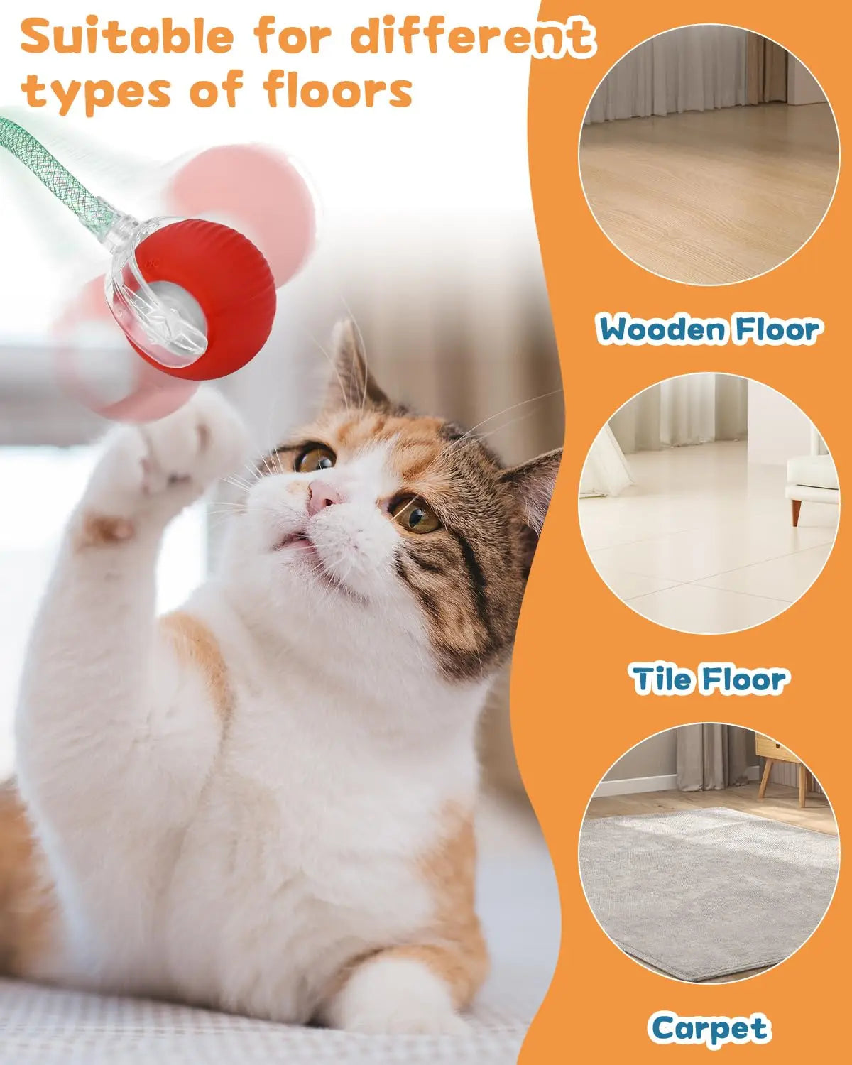 Smart Cat Toy – Rechargeable Rolling Ball with Tail