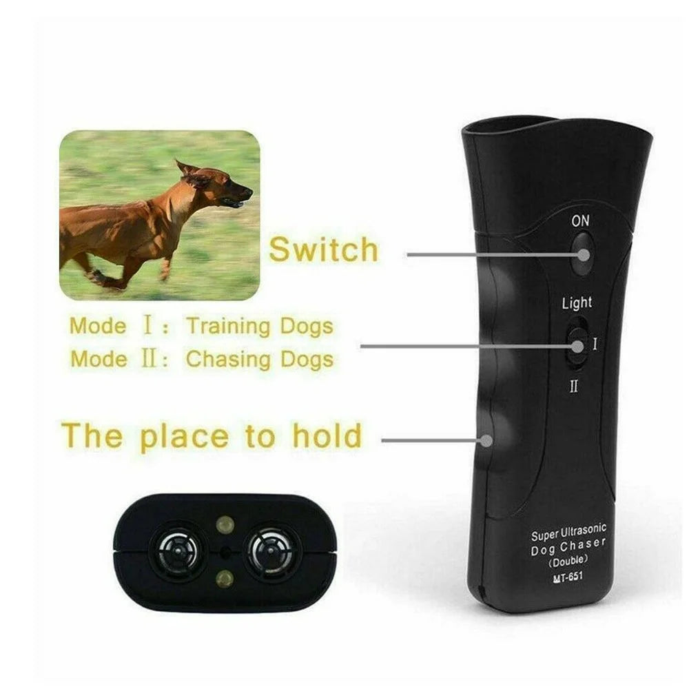 Ultrasonic Dog Training Device – LED & Laser No-Bark Repeller