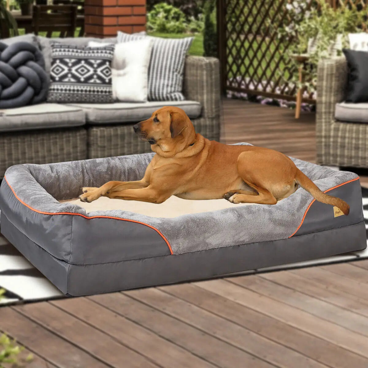 Orthopedic Dog Bed with Cotton Bolster – Multiple Sizes
