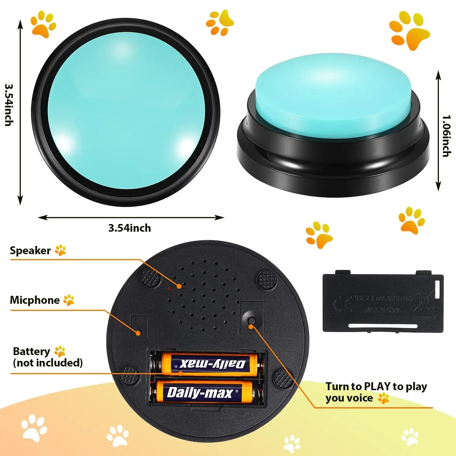 Funny Recordable Talking Dog Buttons Toy