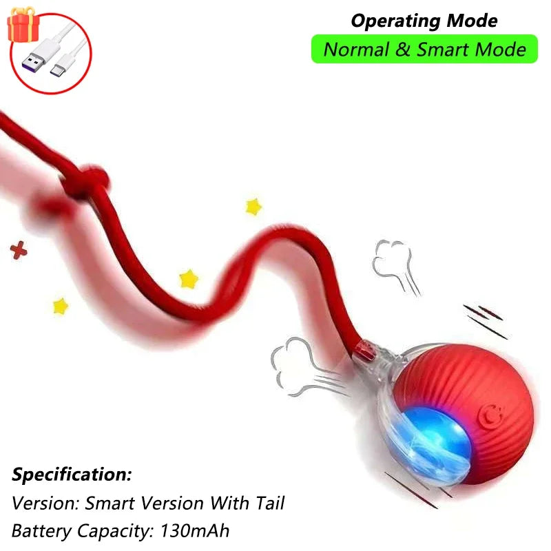 Smart Cat Toy – Rechargeable Rolling Ball with Tail