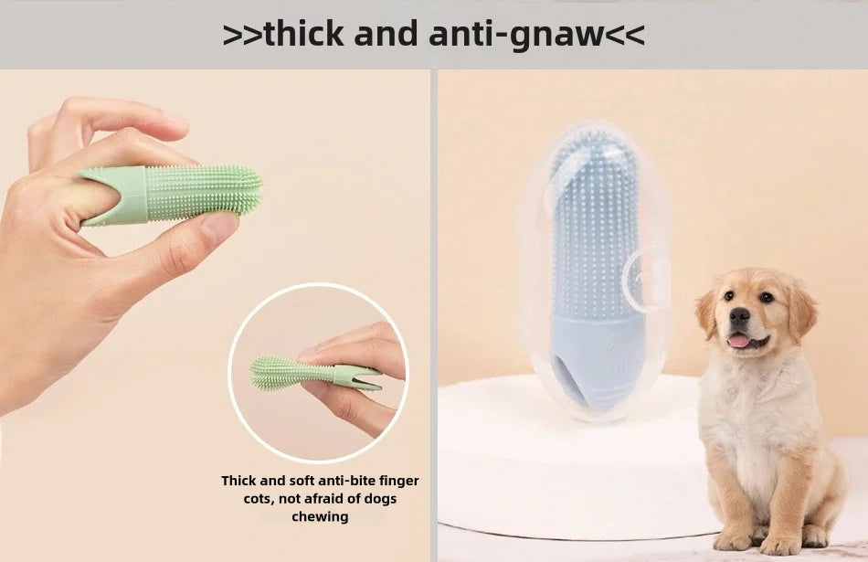 360° Silicone Finger Toothbrush for Dogs & Cats