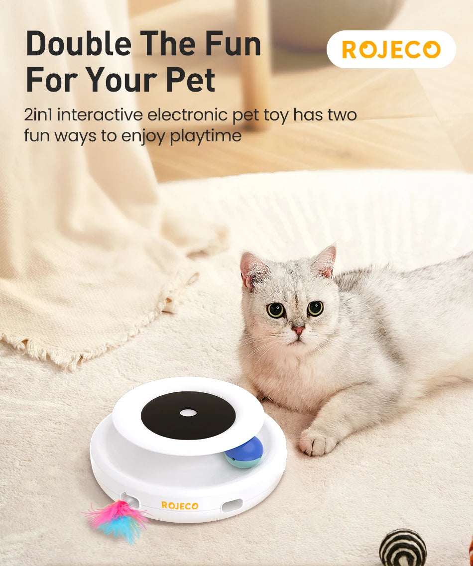 ROJECO 2-in-1 Smart Automatic Feather Ball Toy