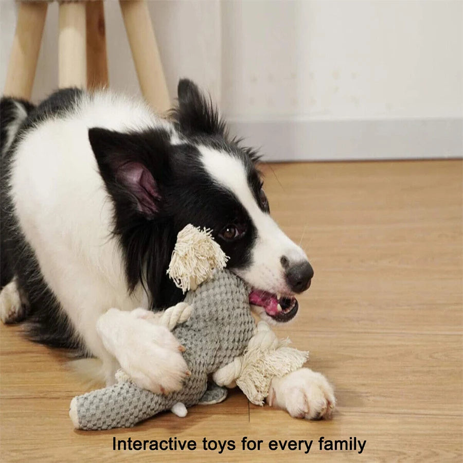 Bite-Resistant Plush Squeaky Dog Toy – Lion, Wolf & Elephant