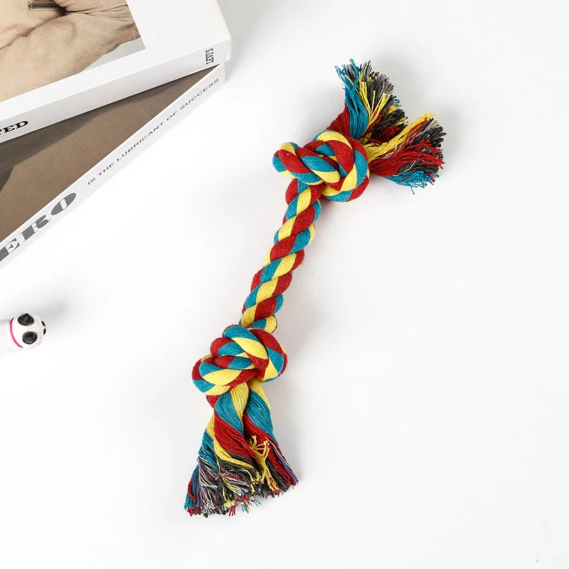 Random Color Pet Dog Toy Bite Rope Double Knot Cotton Rope Funny Cat Toy Bite Resistant and Sharp Teeth Pet Supplies Puppy Toys