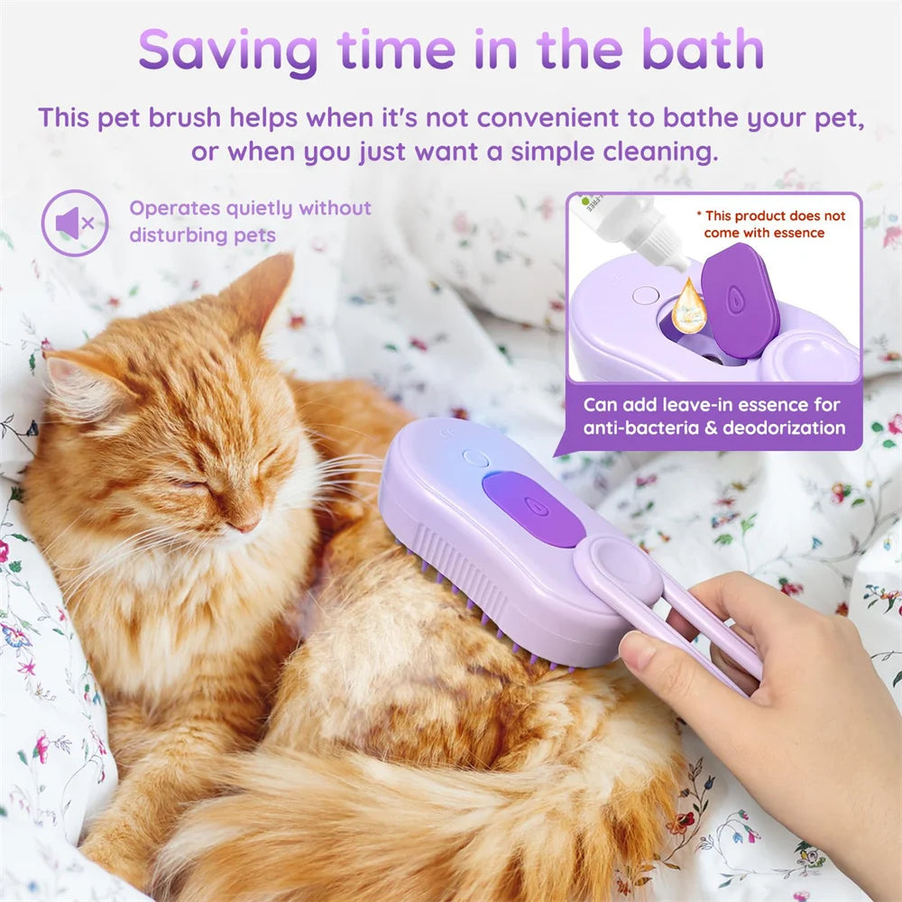 3-in-1 Electric Steam Spray Pet Grooming Brush