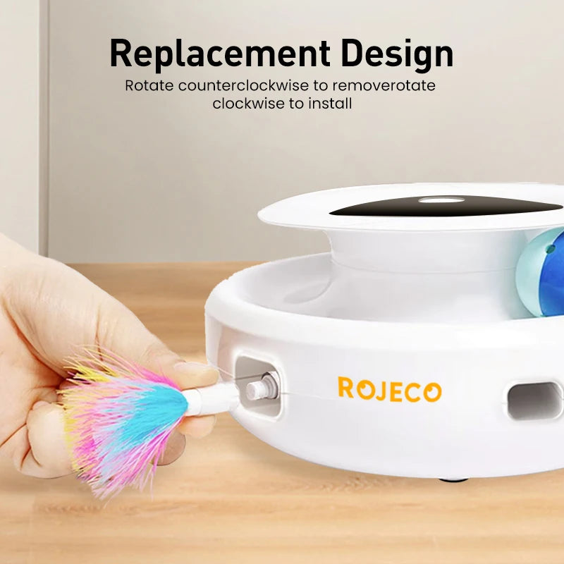 ROJECO 2-in-1 Smart Automatic Feather Ball Toy