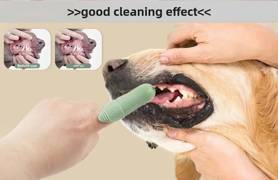 360° Silicone Finger Toothbrush for Dogs & Cats