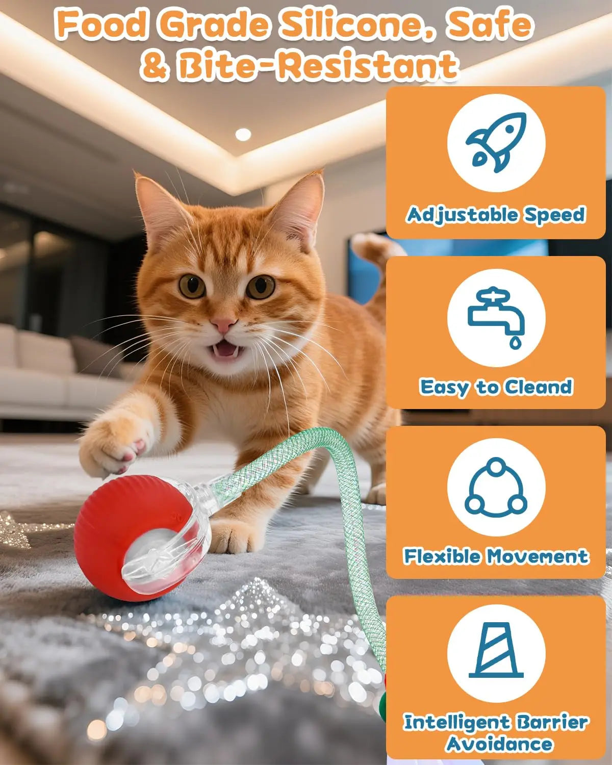 Smart Cat Toy – Rechargeable Rolling Ball with Tail
