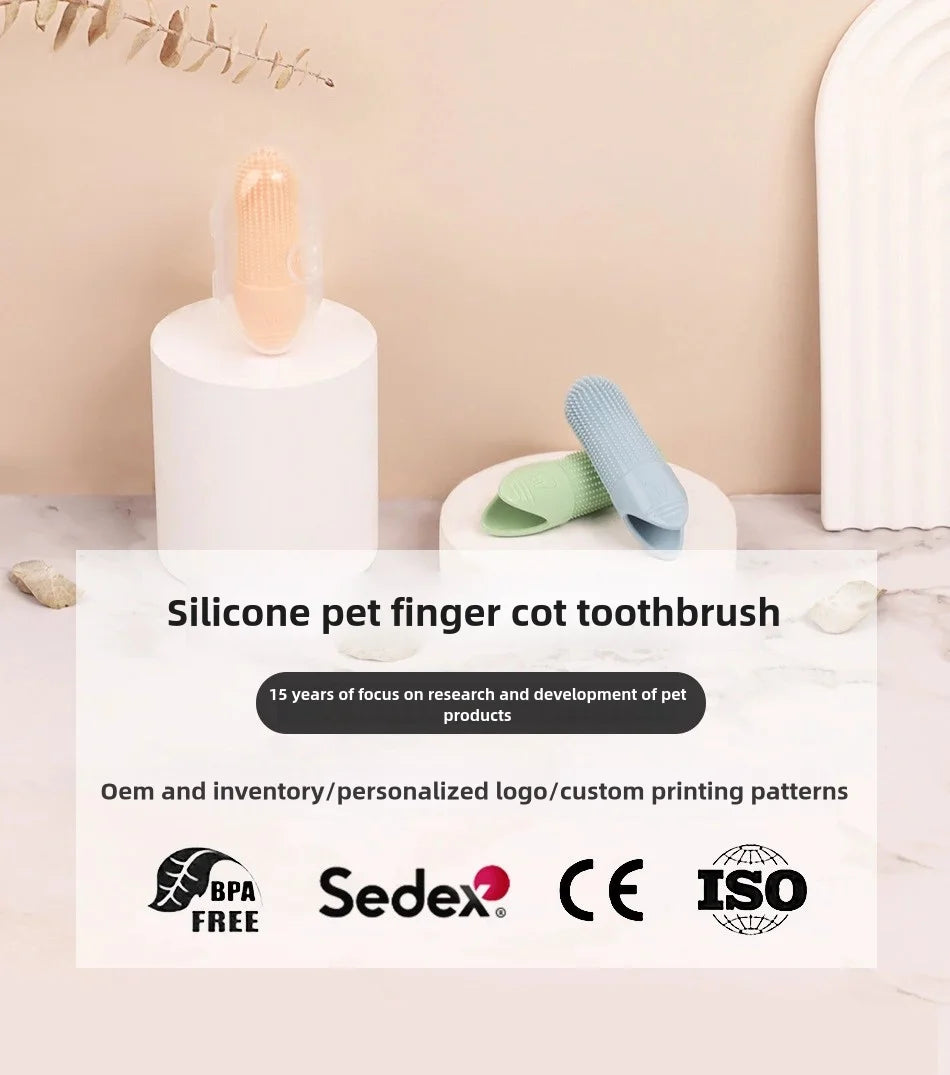 360° Silicone Finger Toothbrush for Dogs & Cats