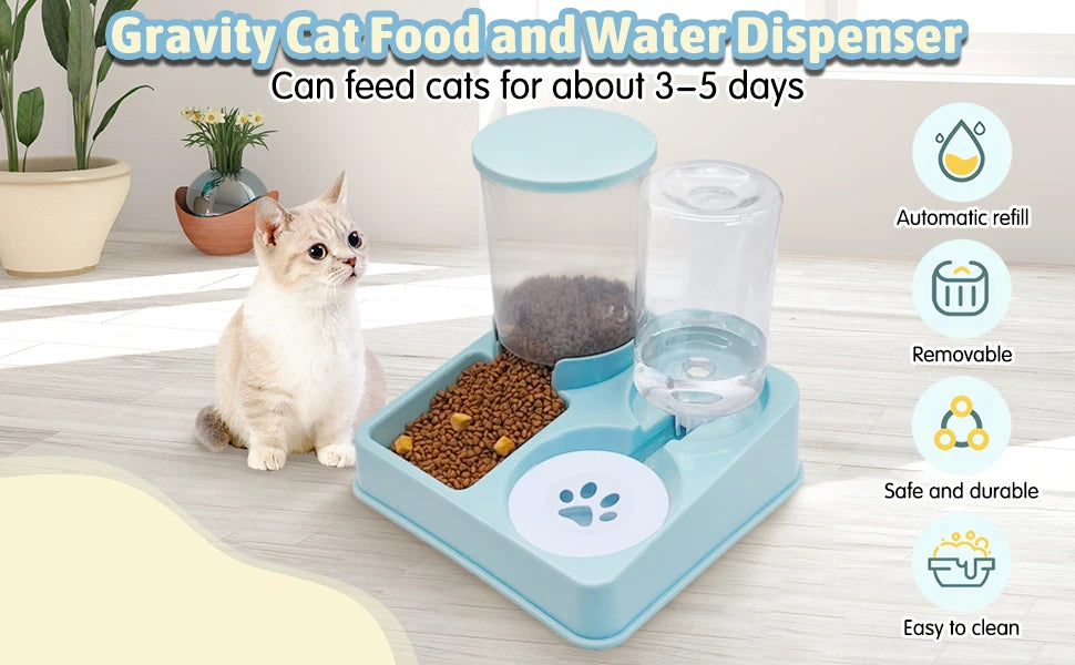 2-in-1 Automatic Pet Feeder & Water Dispenser – Tilted Gravity Design