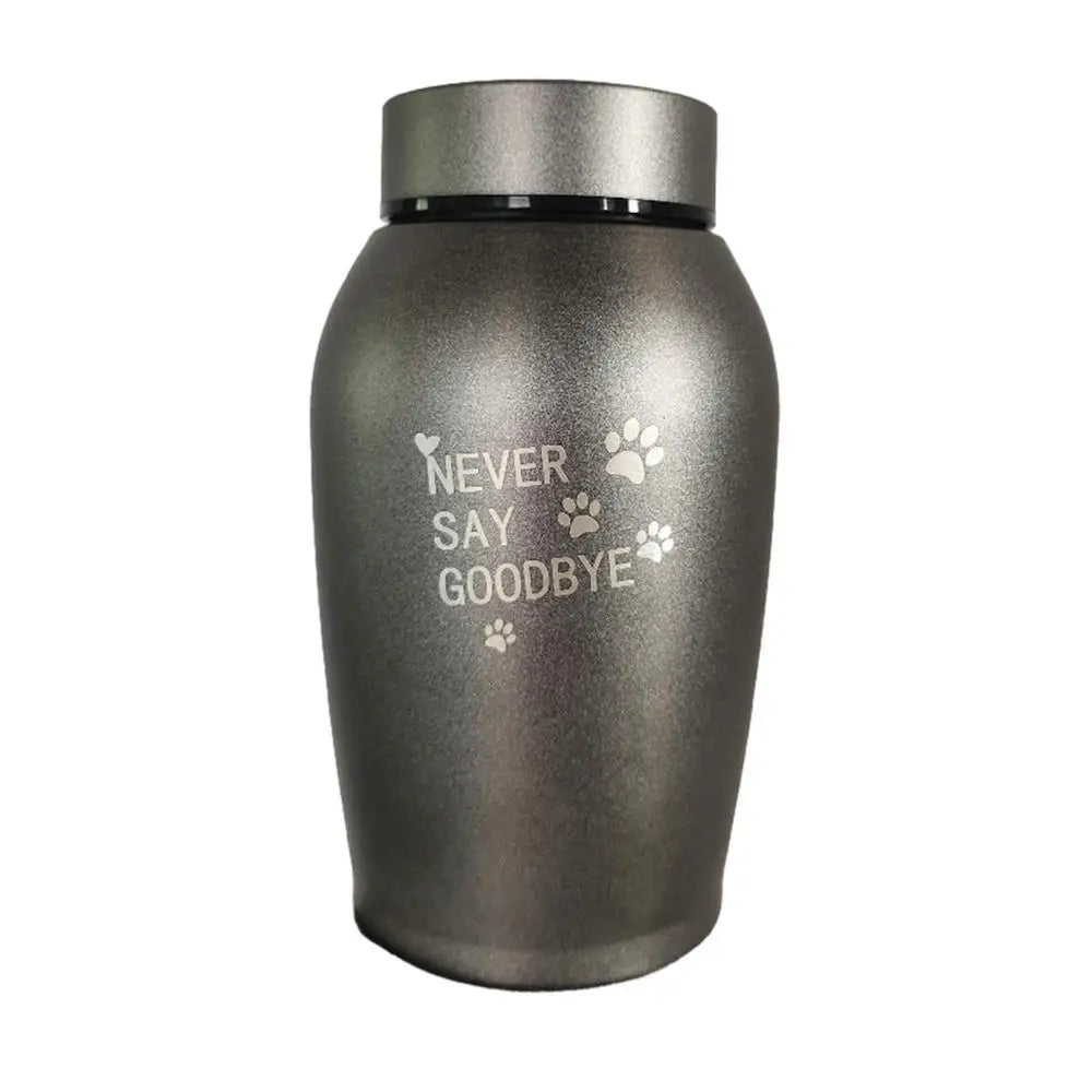 Stainless Steel Pet Urn – Engraved Paw Print Memorial Jar