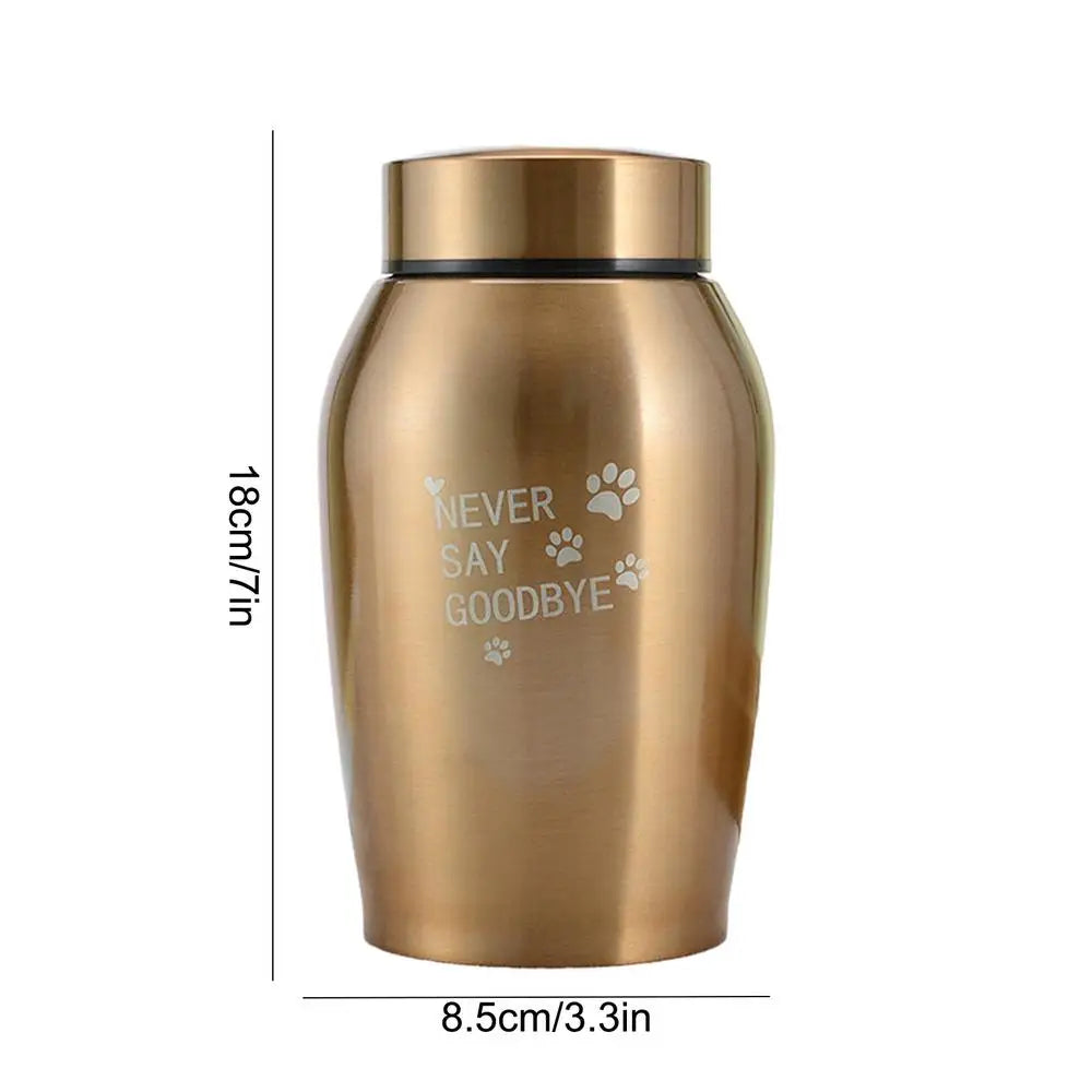 Stainless Steel Pet Urn – Engraved Paw Print Memorial Jar