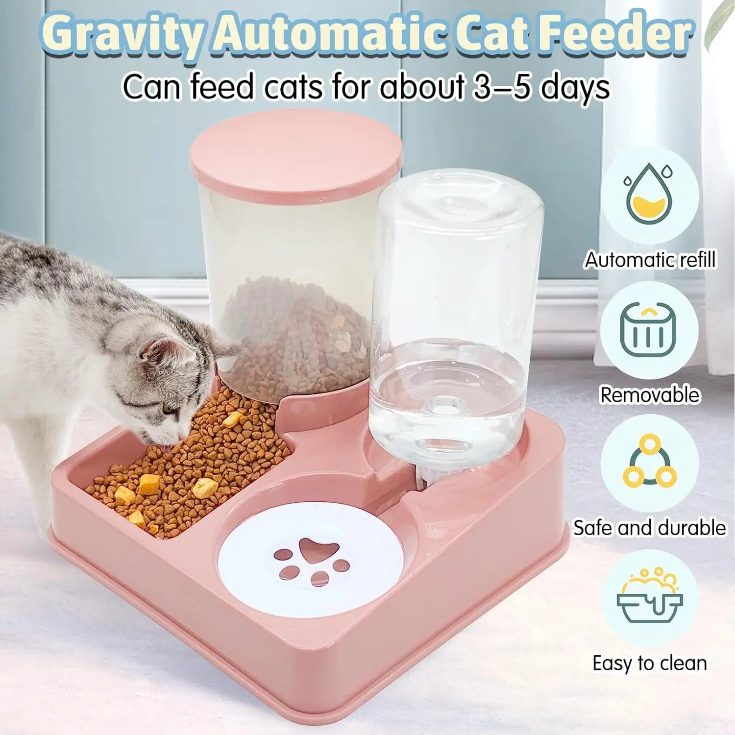 2-in-1 Automatic Pet Feeder & Water Dispenser – Tilted Gravity Design