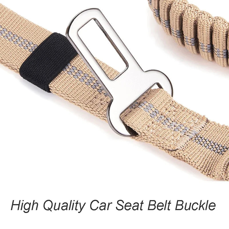 Heavy-Duty Bungee Dog Leash – Reflective, No-Pull with Car Seatbelt Clip