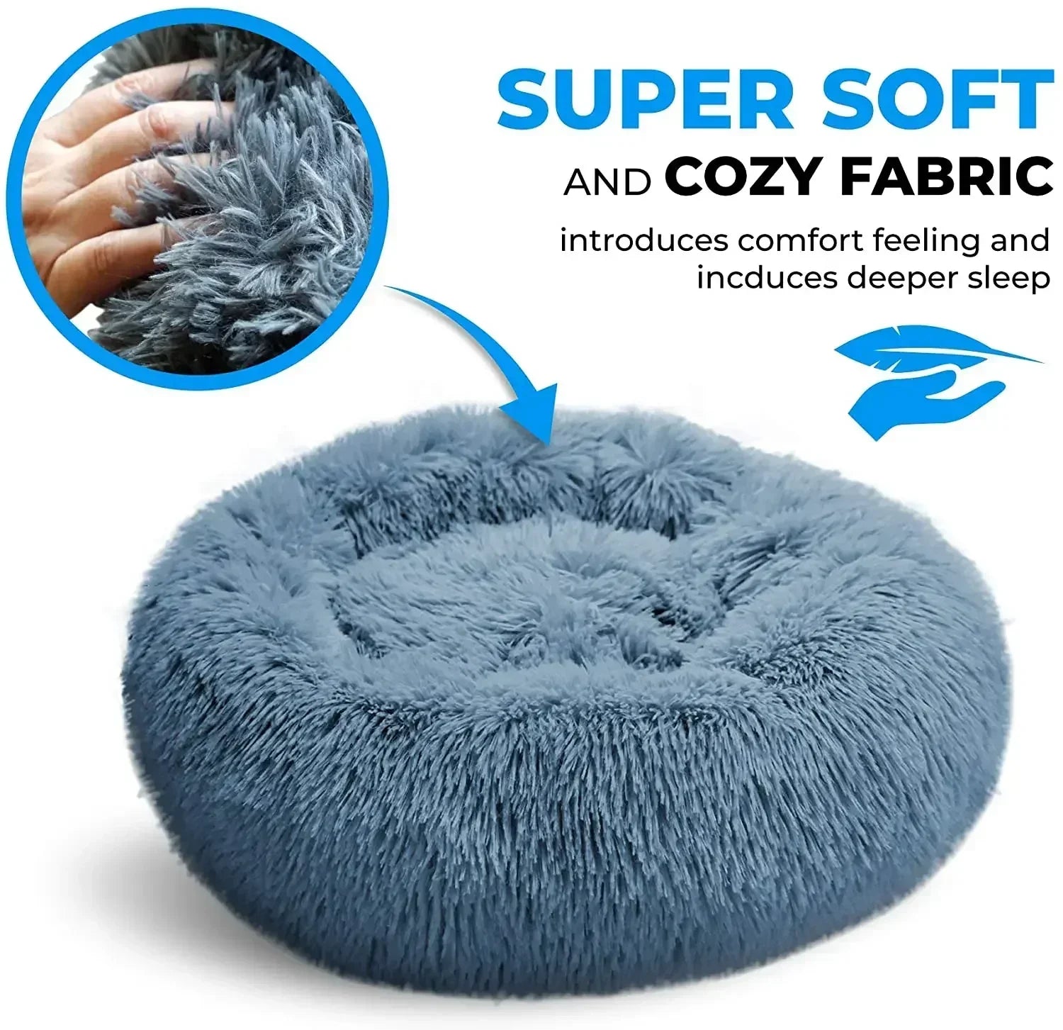 Round Plush Self-Warming Pet Bed with Non-Slip Bottom