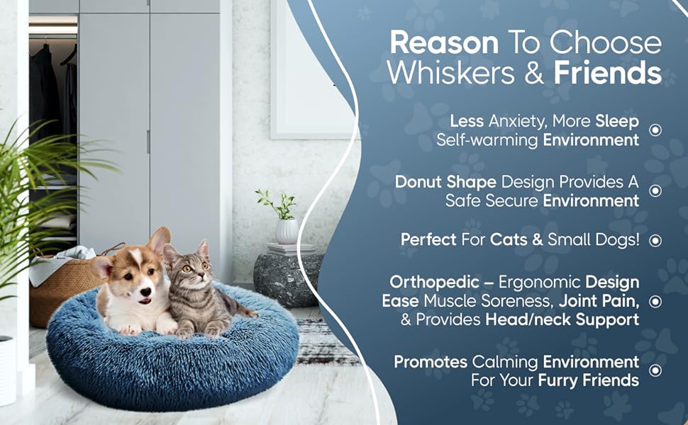 Round Plush Self-Warming Pet Bed with Non-Slip Bottom